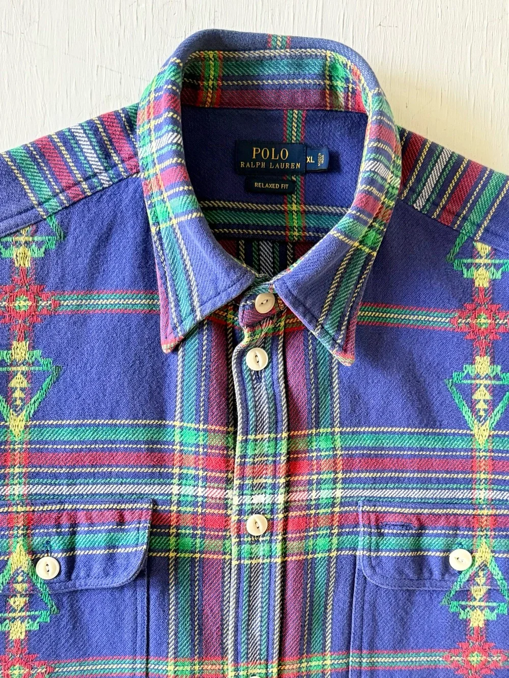 🔥 Vintage Polo Ralph Lauren Aztec Print Button Down Shirt - XL 🔥